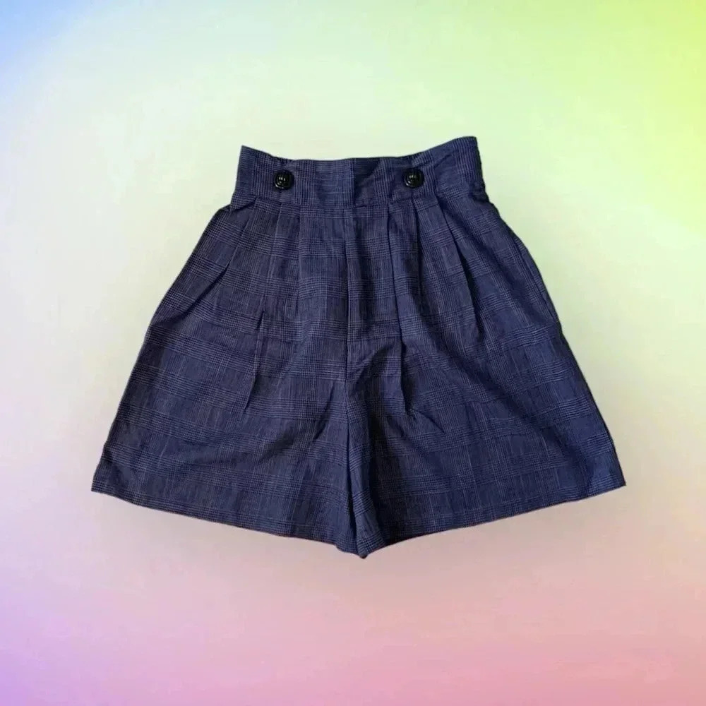 vintage catch me plaid high waist shorts